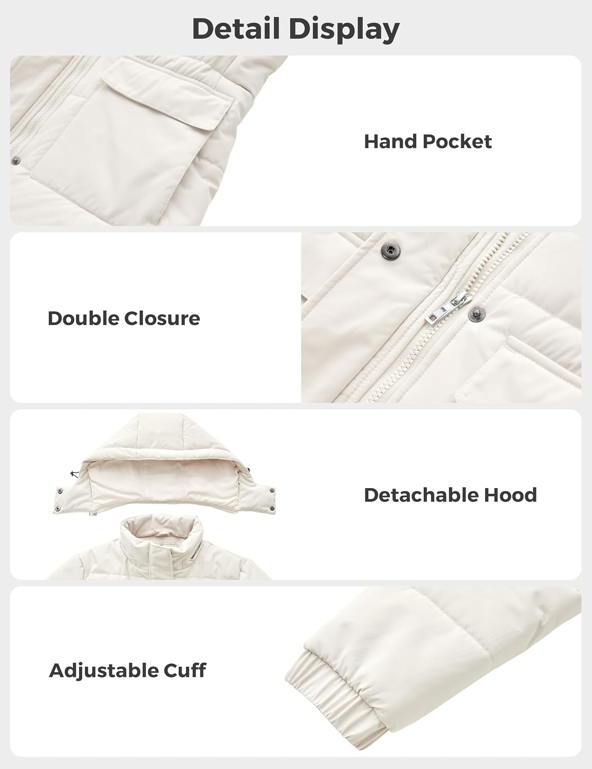 image:imageWenven Womens Winter Warm Puffer Coat Thicken Long Parka Jacket with HoodBeige