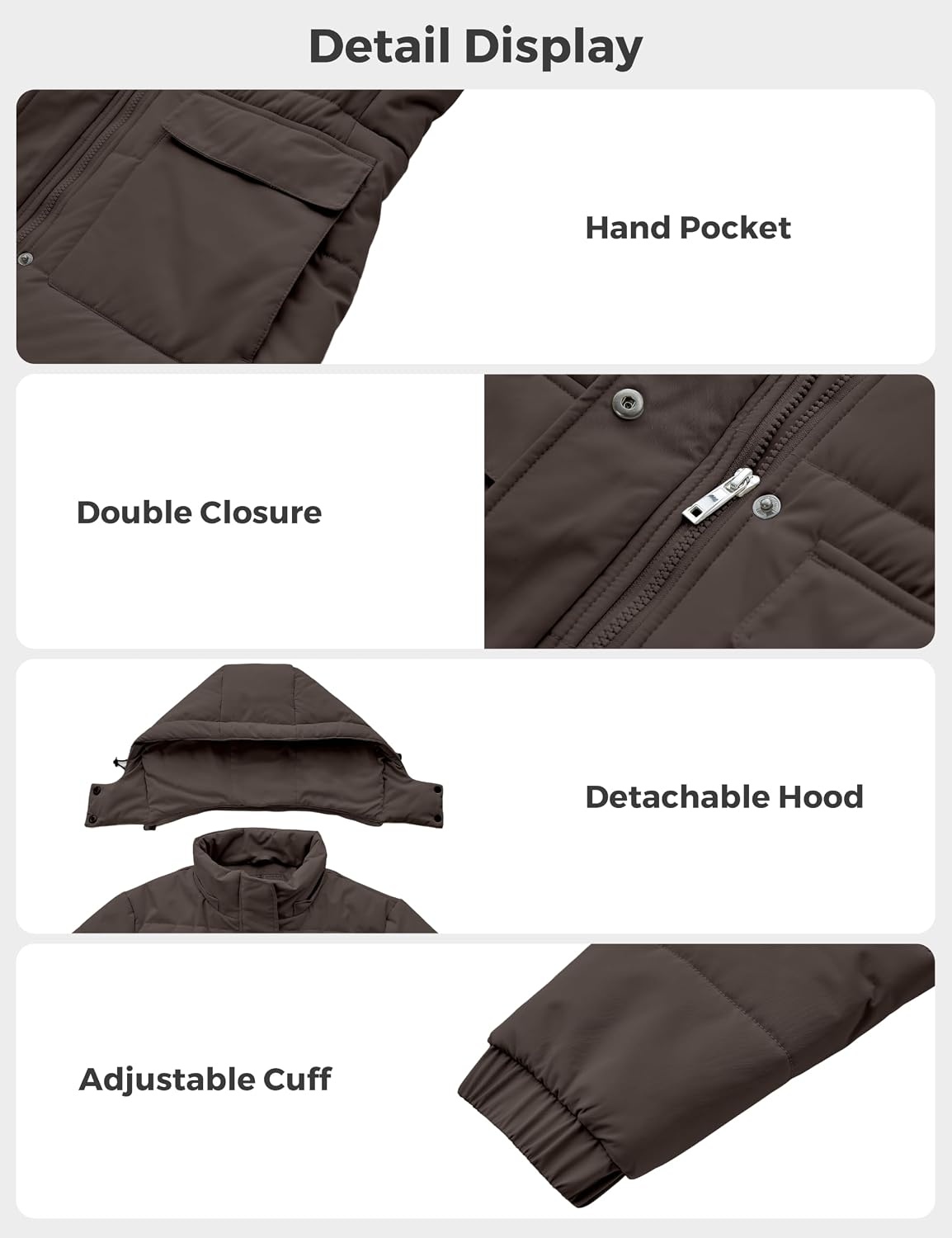 image:imageWenven Womens Winter Warm Puffer Coat Thicken Long Parka Jacket with HoodCoffee