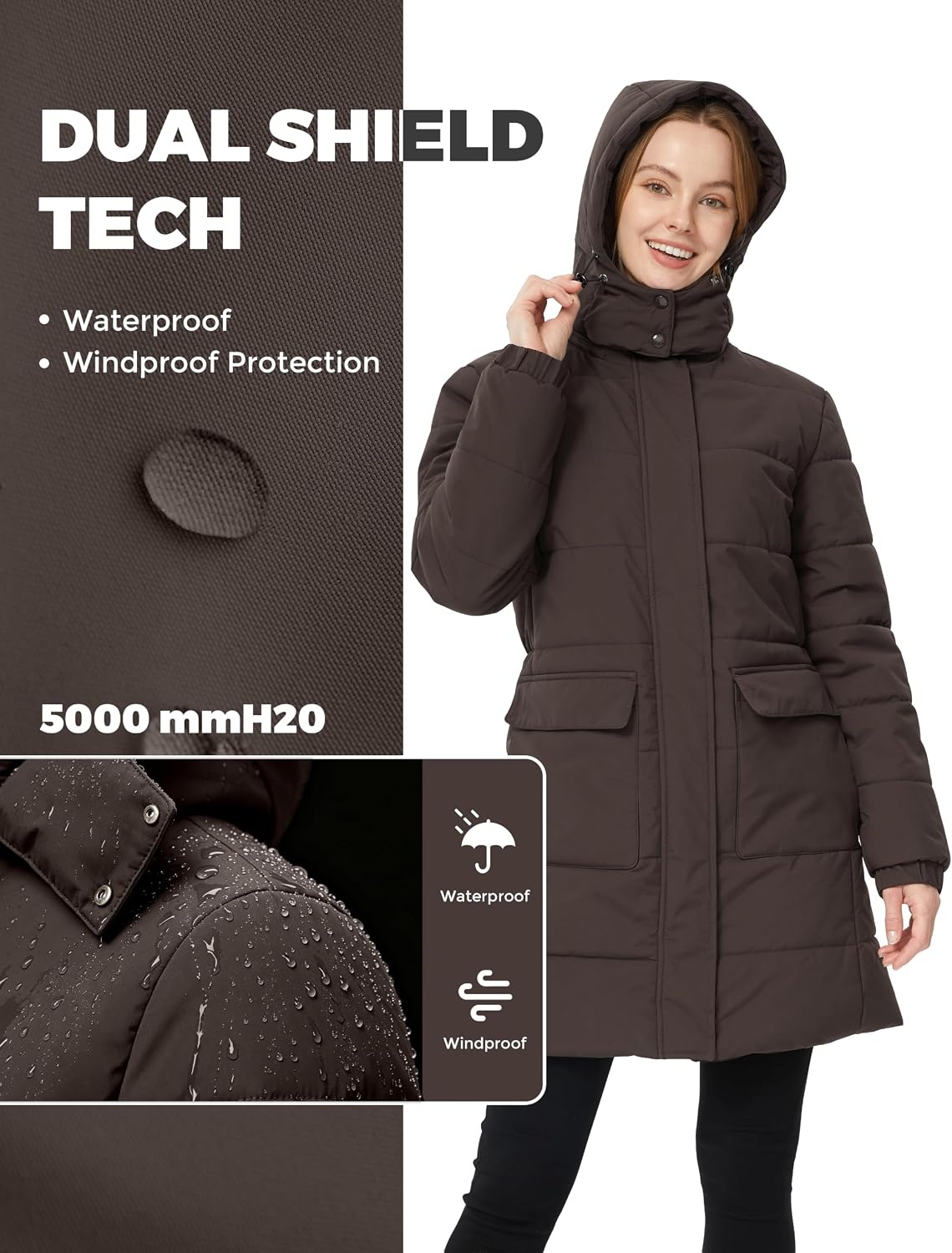 image:imageWenven Womens Winter Warm Puffer Coat Thicken Long Parka Jacket with HoodCoffee
