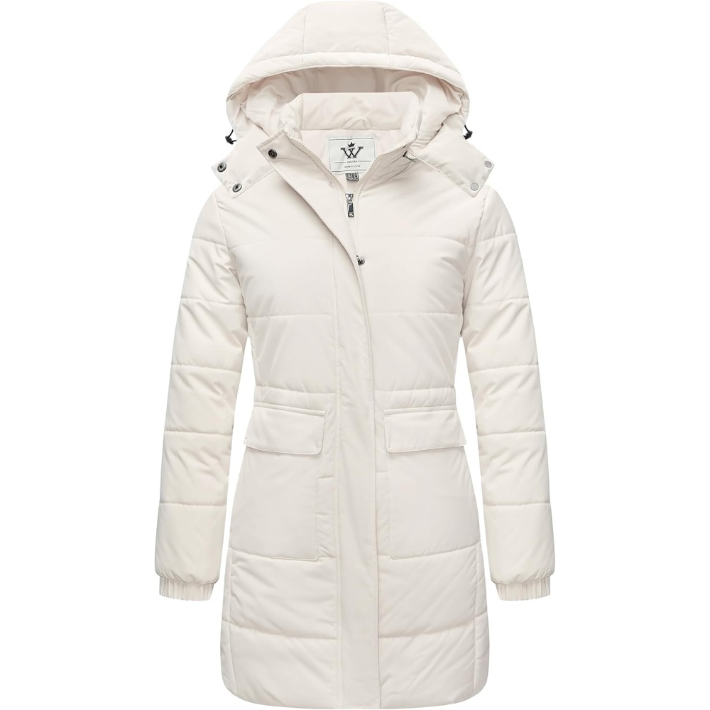 image:imageWenven Womens Winter Warm Puffer Coat Thicken Long Parka Jacket with HoodBeige