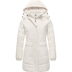 Wenven Women’s Winter Warm Puffer Coat Thicken Long Parka Jacket with Hood(Beige)