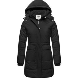 Wenven Women’s Winter Warm Puffer Coat Thicken Long Parka Jacket with Hood(Black)
