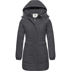 Wenven Women’s Winter Warm Puffer Coat Thicken Long Parka Jacket with Hood(Charcoal Heather)